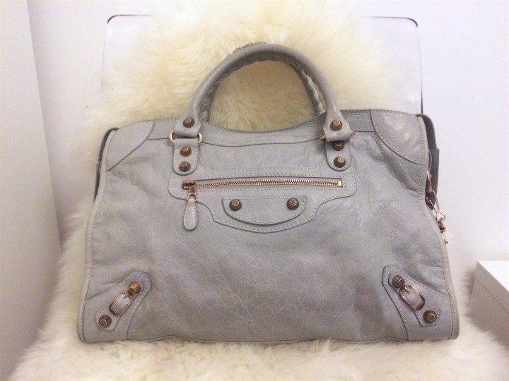 sac balenciaga giant city gris rivets rose gold