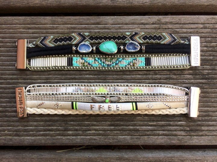 bracelets manchette hipanema noir kaki blanc