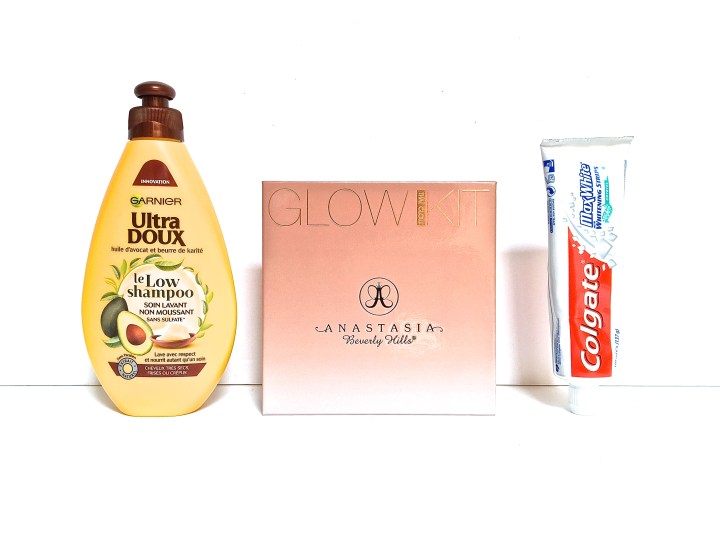 avis produits beauté low shampoo ultra doux garnier glow kit anastasia beverly hills colgate max white